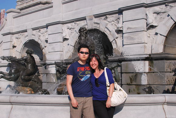 in front of the library of congress sculptural fountain